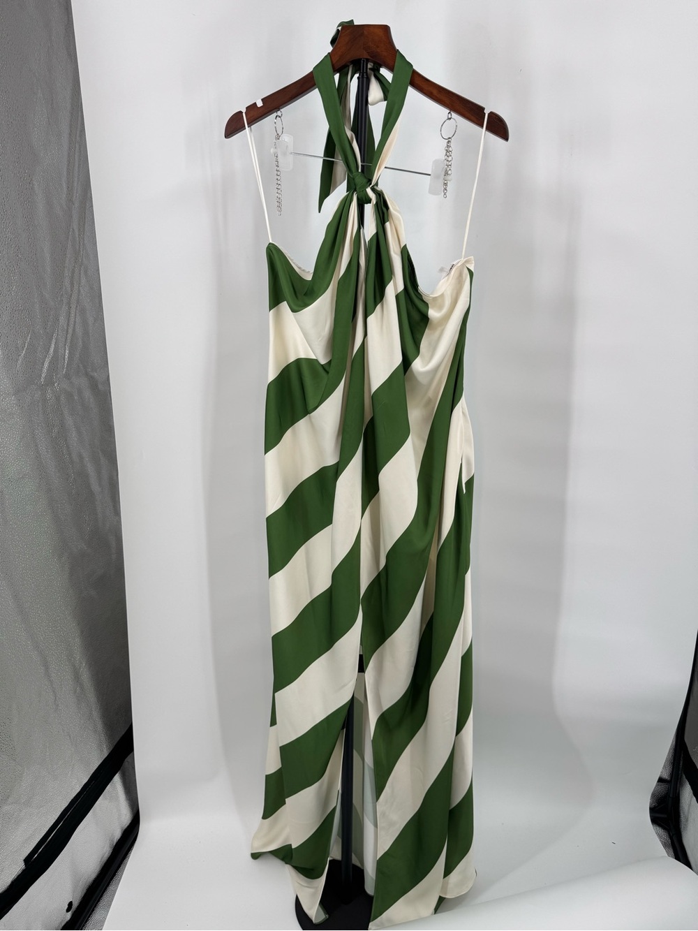 Ronny Kobo Collection Green and White Strapless Knot Maxi Dress - Picture 5 of 8